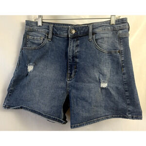 RSQ Super High Rise Medium Wash Mom Shorts Distressed Jeans Size 29 Denim